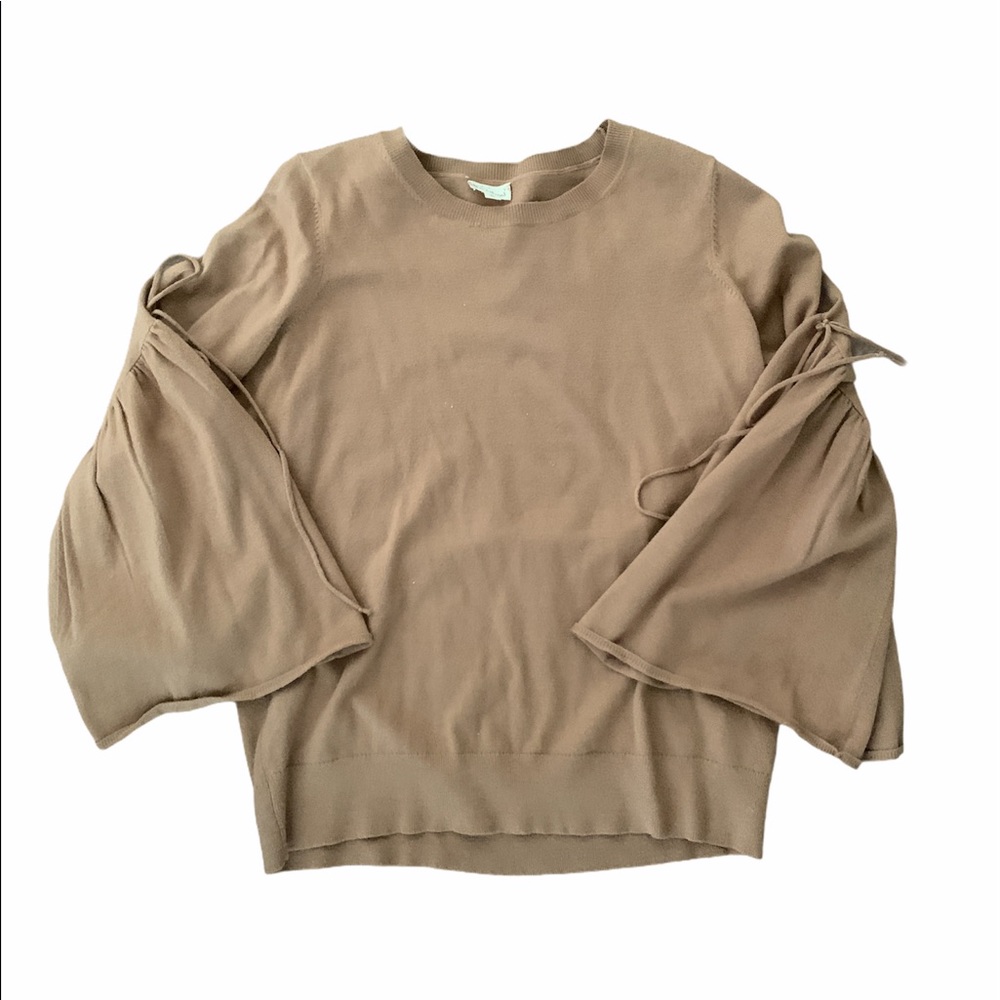 Hem & Thread Tan Tie Bell Sleeves Top Medium